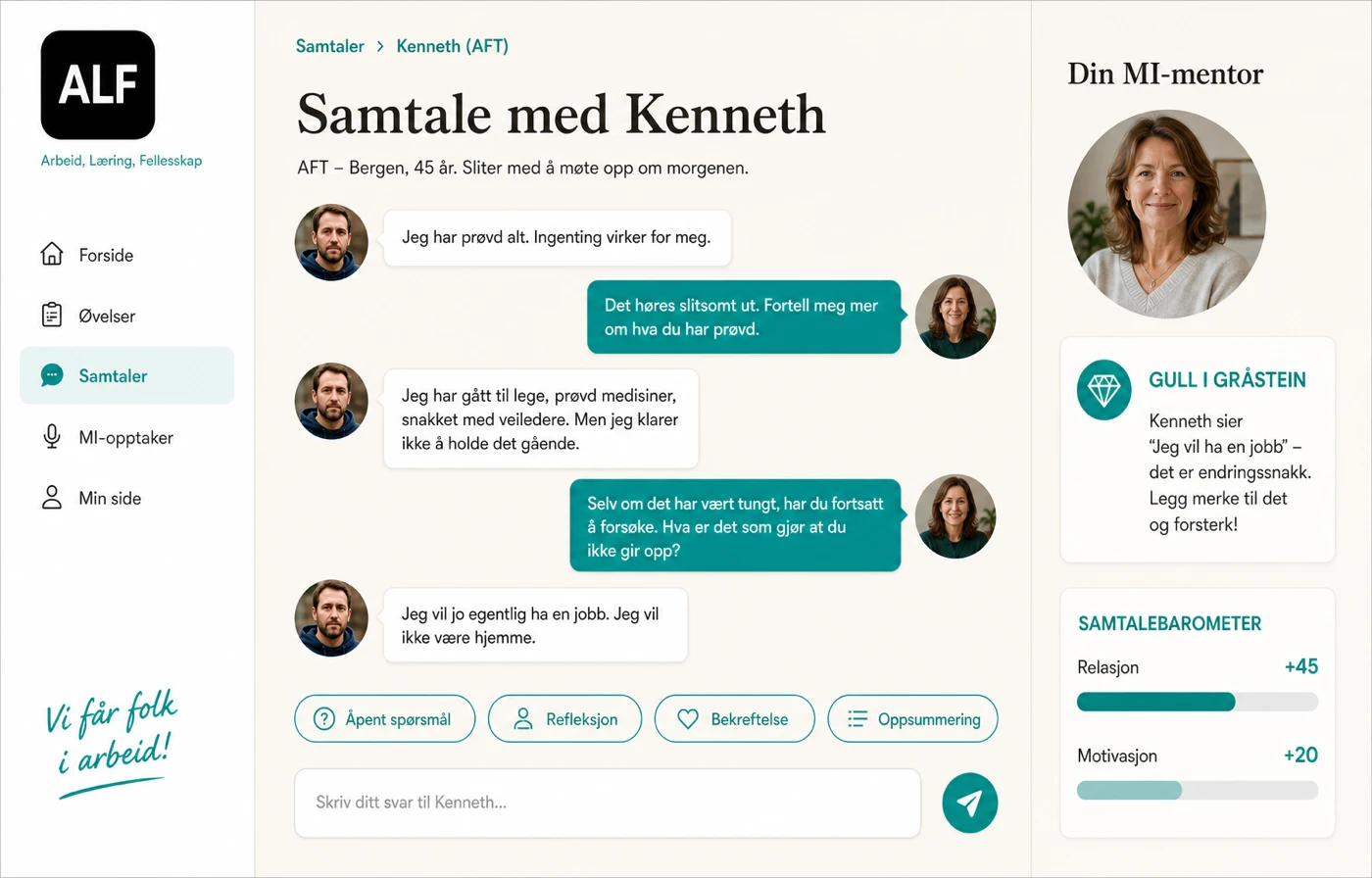 Treningssamtale med en av ALFs egne caser